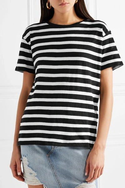 Shop R13 Boy Striped Cotton And Cashmere-blend T-shirt In Black