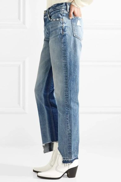 Shop Grlfrnd Helena Distressed High-rise Straight-leg Jeans In Mid Denim