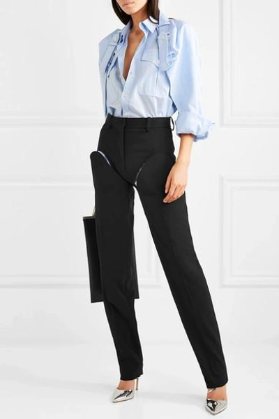 Shop Y/project Cutout Straight-leg Wool-blend Pants In Black