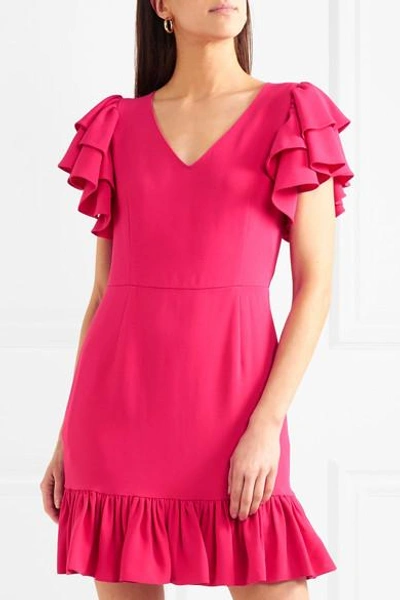 Shop Stella Mccartney Ruffled Crepe Mini Dress In Fuchsia
