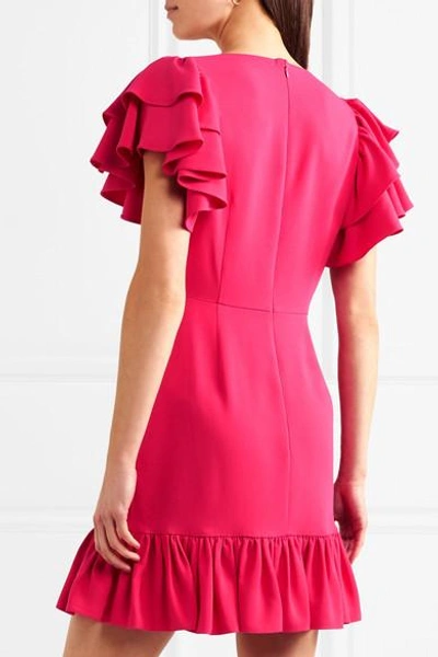 Shop Stella Mccartney Ruffled Crepe Mini Dress In Fuchsia