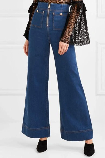 Shop Alice Mccall Bluesy High-rise Wide-leg Jeans In Dark Denim