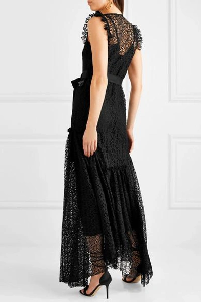 Shop Alice Mccall Reflection Asymmetric Corded Lace Maxi Dress In Black