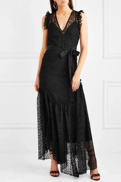 Shop Alice Mccall Reflection Asymmetric Corded Lace Maxi Dress In Black