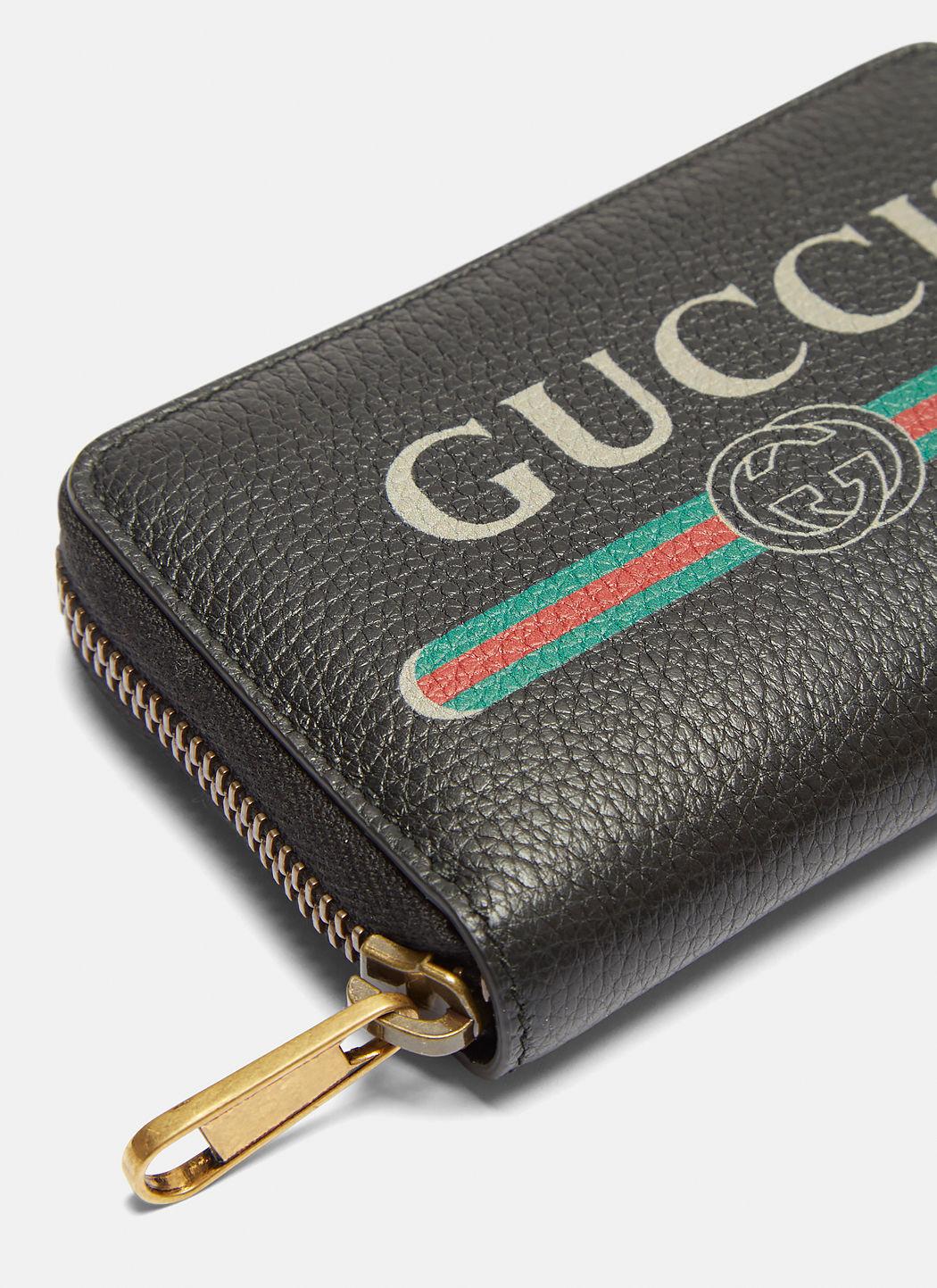 Gucci Print Leather Card Case In Black ModeSens