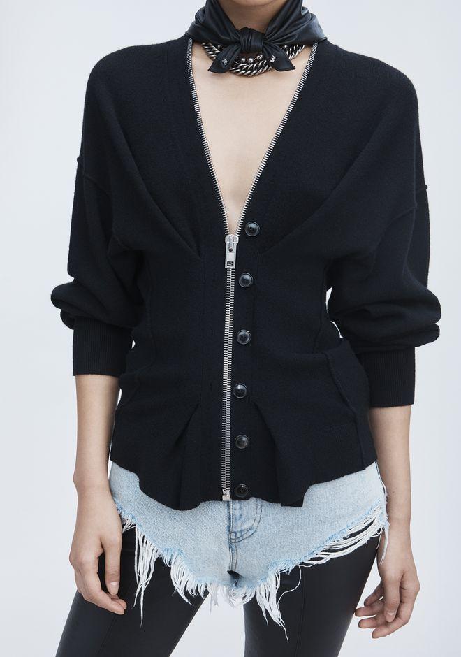 Alexander Wang Cinched Zip Cardigan In Black | ModeSens