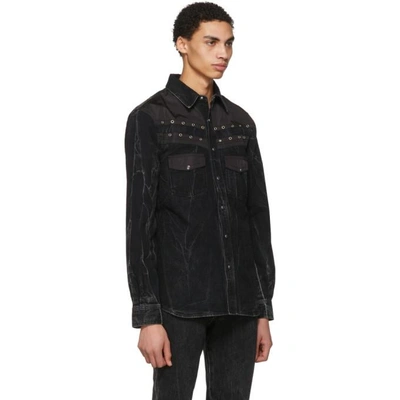 Shop Givenchy Black Denim Eyelet Shirt In 002 Black