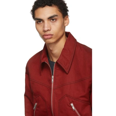 Shop Givenchy Red Gabardine Bomber Jacket