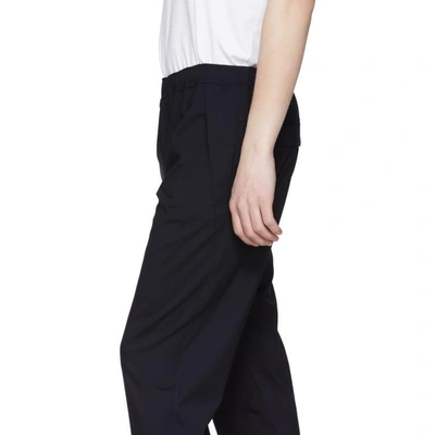 Shop Tim Coppens Navy Wool Staple Jogger Trousers