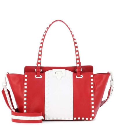 Shop Valentino Free Rockstud Small Leather Tote In Red