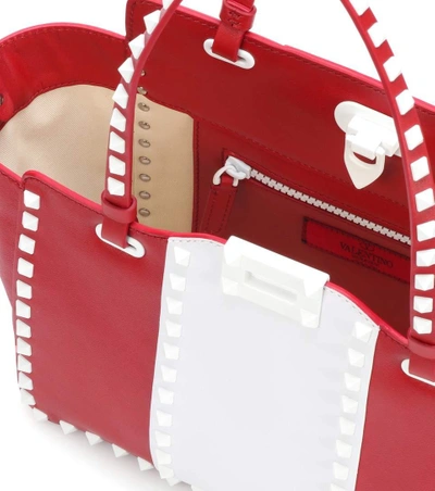 Shop Valentino Free Rockstud Small Leather Tote In Red