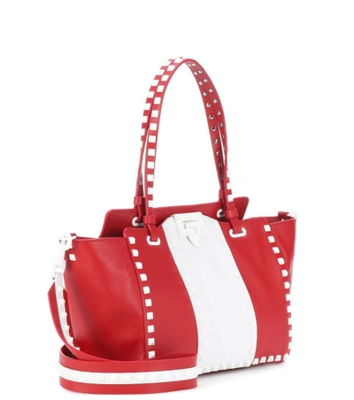 Shop Valentino Free Rockstud Small Leather Tote In Red