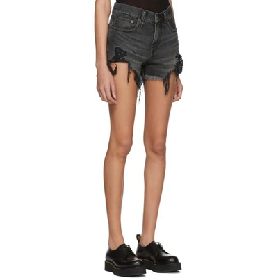 Shop R13 Black Shredded Slouch Shorts In 342 Nilesbk