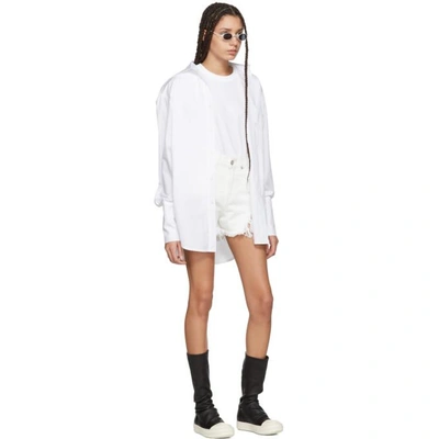 Shop R13 White Shredded Slouch Shorts