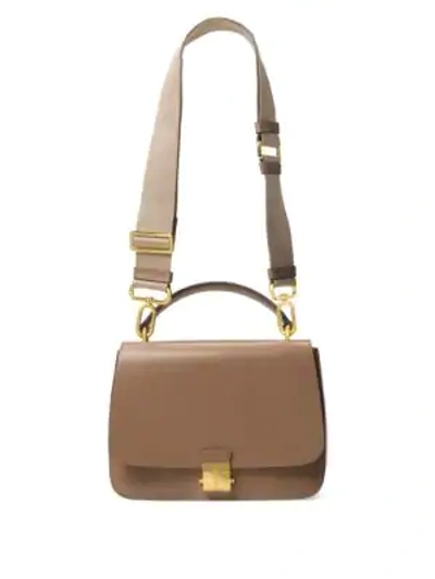 Shop Michael Kors Mia Leather Top Handle Shoulder Bag In Desert