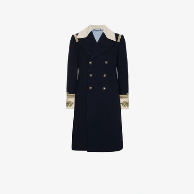 Shop Gucci Admiral Wool Cashmere-blend Top Coat In Blue