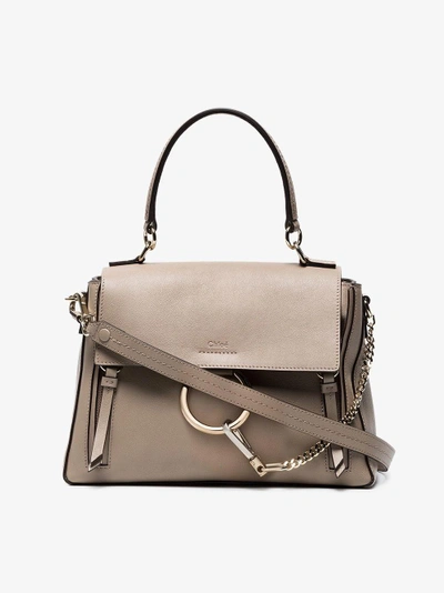 Shop Chloé Grey Faye Day Small Leather Shoulder Bag