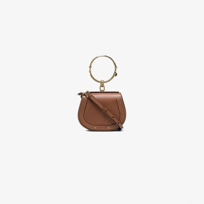 Shop Chloé Brown Nile Small Leather Bracelet Bag In Neutrals