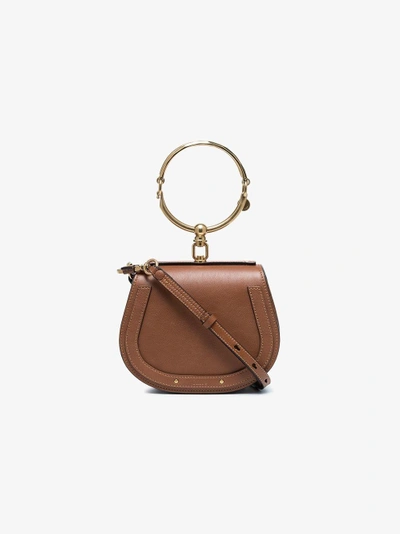 Shop Chloé Brown Nile Small Leather Bracelet Bag In Neutrals