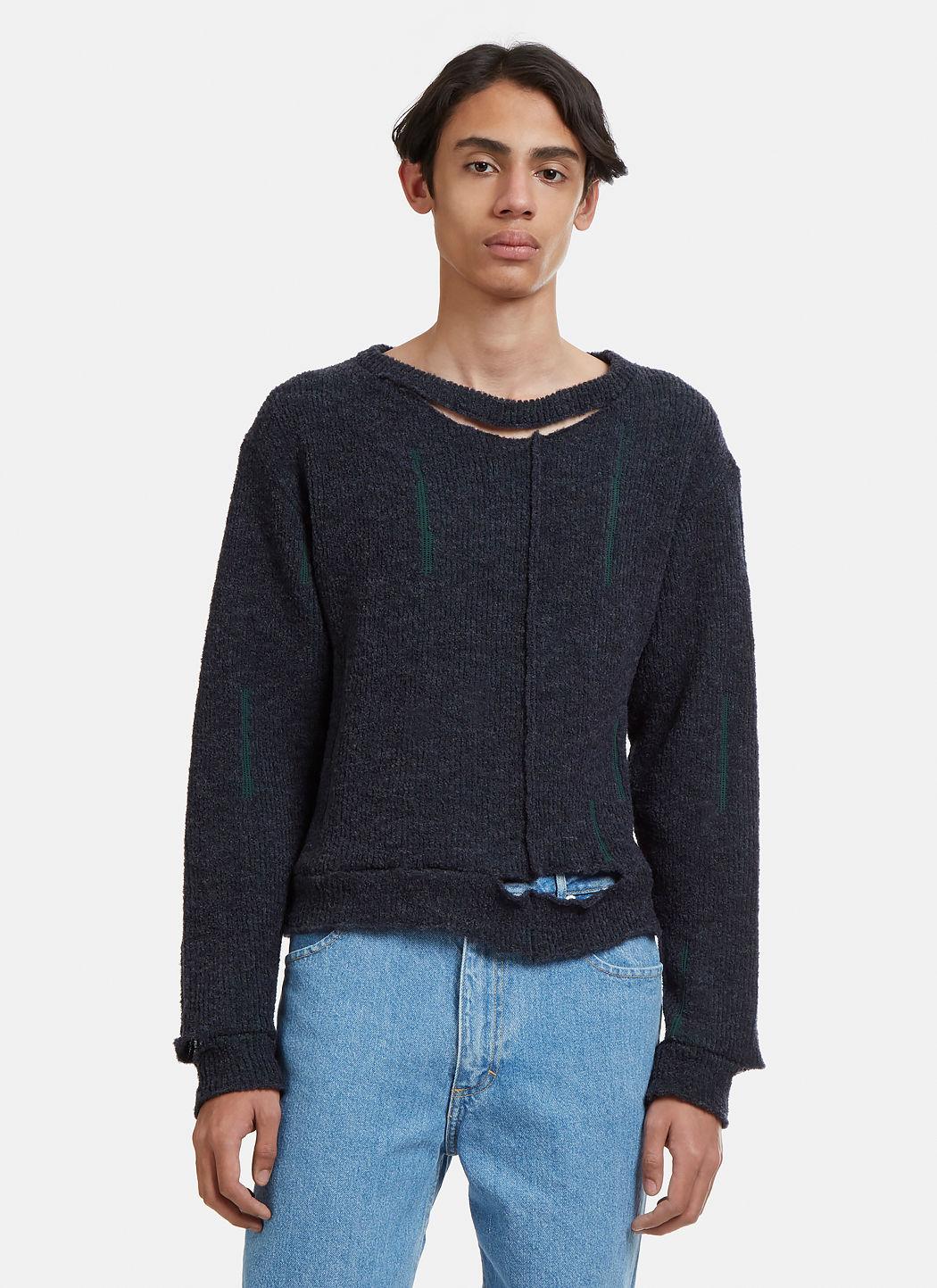Eckhaus Latta Wiggly Road Knit Sweater In Blue | ModeSens