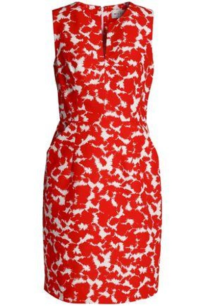 Shop Milly Woman Printed Cotton-faille Mini Dress Red