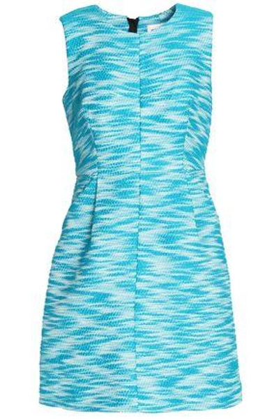 Shop Milly Woman Cotton-blend Jacquard Mini Dress Turquoise