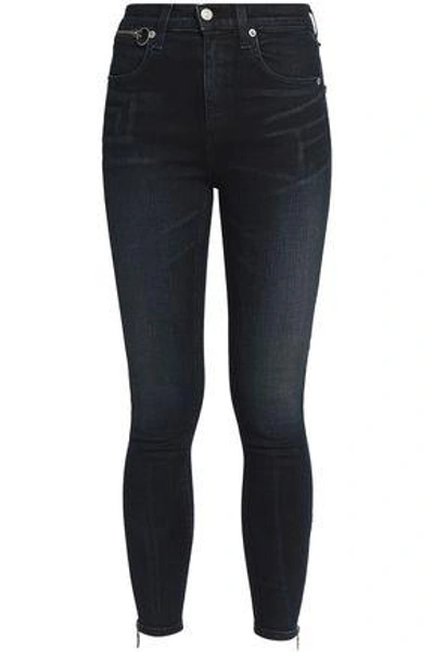 Shop Rag & Bone Woman Faded High-rise Skinny Jeans Dark Denim