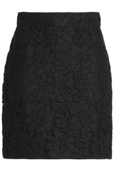 Shop Msgm Corded Lace Mini Skirt In Black