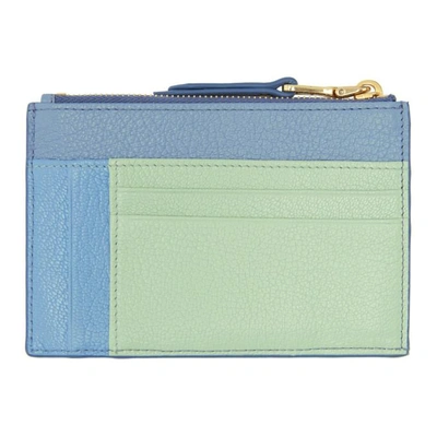 Blue And Green Colorblock Zipped Card Holder In F0386 Astra