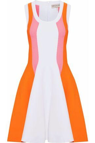 Shop Emilio Pucci Woman Paneled Crepe Mini Dress White