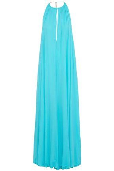 Shop Emilio Pucci Woman Gathered Jersey Jumpsuit Turquoise