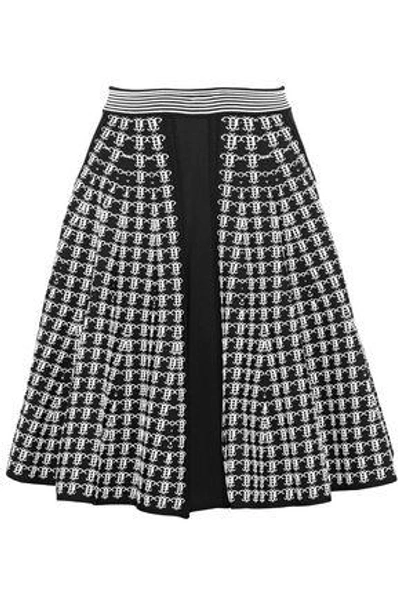 Shop Emilio Pucci Woman Fluted Jacquard-knit Skirt Black