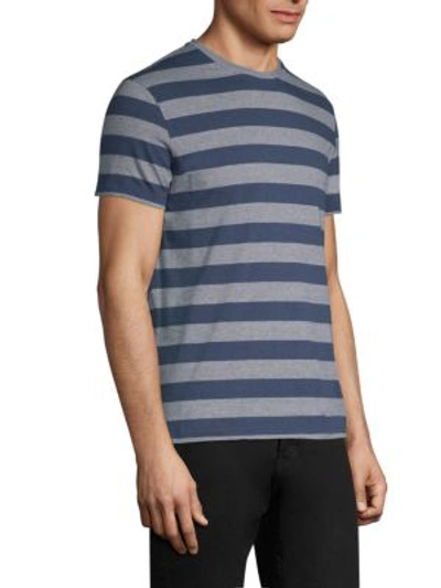 Shop Isaia Striped Cotton T-shirt In Navy