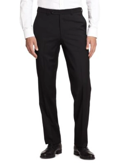 Shop Saks Fifth Avenue Men's Collection K-body Wool Dress Pants In Black