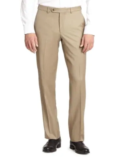 Shop Saks Fifth Avenue Men's Collection K-body Wool Dress Pants In Tan