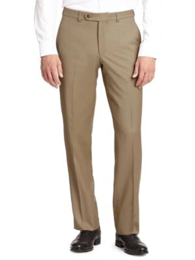 Shop Saks Fifth Avenue Men's Collection K-body Wool Dress Pants In Tan