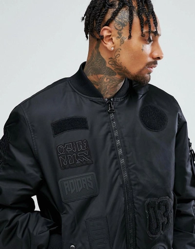 Adidas Originals Logo Padded Patch Bomber Jacket In Black Cd0781 - Black |  ModeSens