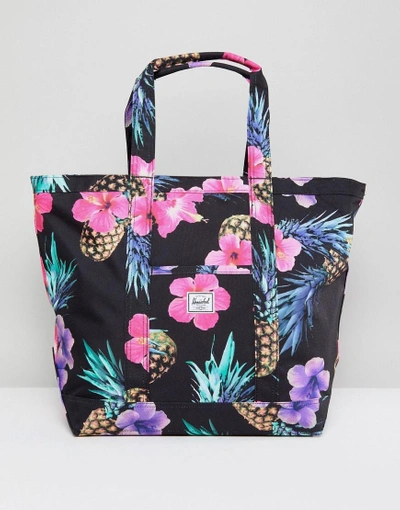 Shop Herschel Supply Co Oversized Tote In Tropical Pineapple Print - Multi
