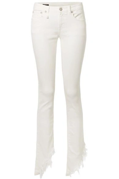 Shop R13 Kate Distressed Low-rise Skinny Jeans In White