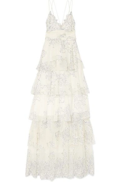 Shop Alice Mccall Love Is Love Tiered Lace Gown In Cream