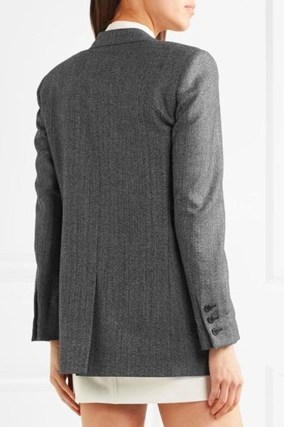 Shop Saint Laurent Herringbone Wool Blazer In Gray