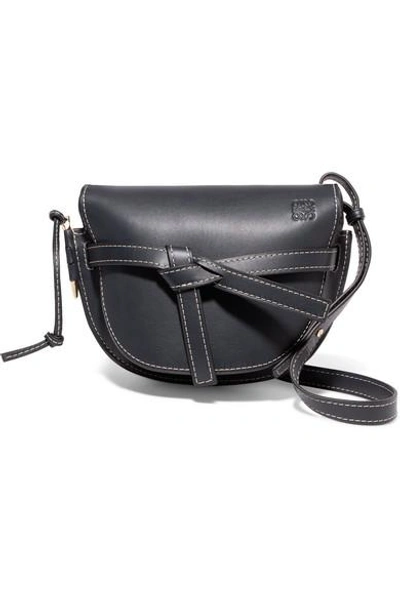 Shop Loewe Gate Small Leather Shoulder Bag In Midnight Blue