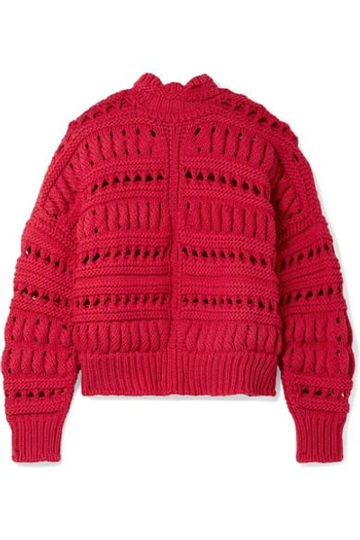 Shop Isabel Marant Zoe Oversized Open-knit Cotton-blend Turtleneck Sweater