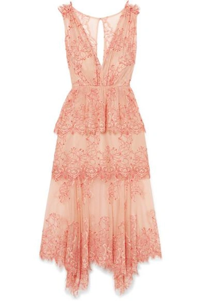 Shop Alice Mccall Clementine Tiered Lace Dress In Antique Rose