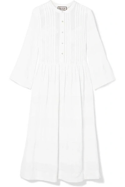 Shop Paul & Joe Jacquard-knit Cotton-blend Midi Dress In White