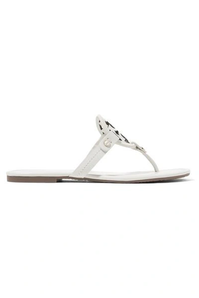 Shop Tory Burch Miller Logo-embellished Leather Sandals In White