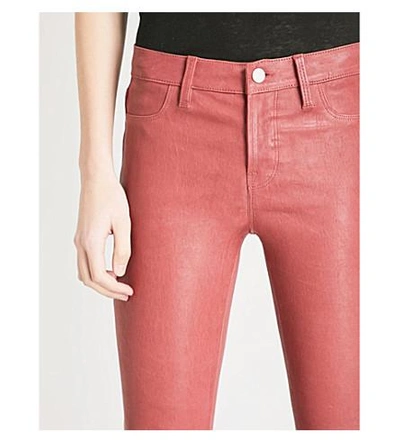 Shop J Brand L8001 Super-skinny Mid-rise Leather Leggings In Begonia