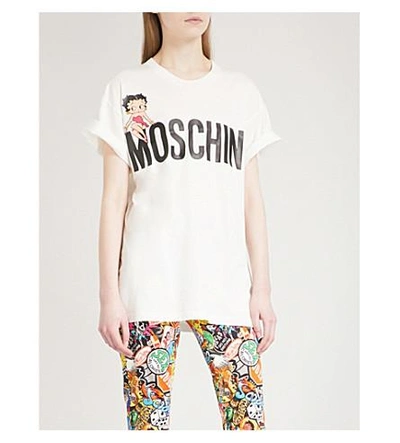 Shop Moschino Betty Boop Cotton-jersey T-shirt In White