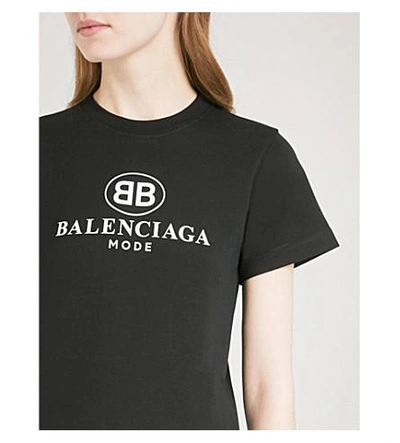 Shop Balenciaga Logo-print Cotton-jersey T-shirt In Noir