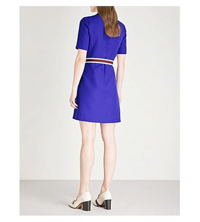 Shop Gucci Belted Wool And Silk-blend Dress In Violet